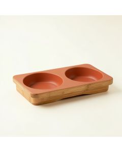 Harbor Bend Pet Feeding Stand With Two Plain Empty Bowls - Terracotta (synthetic illustration; no displayed measurements)