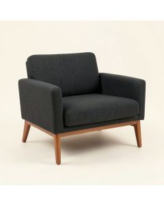 Ergenekon Mid-Century Modern Dark Grey Fabric Upholstered Loveseat (synthetic illustration; no displayed measurements)