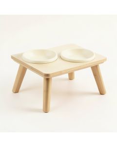 Field Bend Pet Feeding Stand With Two Plain Empty Bowls - Cream (synthetic illustration; no displayed measurements)