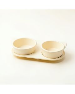 Maple Brook Pet Feeding Stand With Two Plain Empty Bowls - Ivory (synthetic illustration; no displayed measurements)