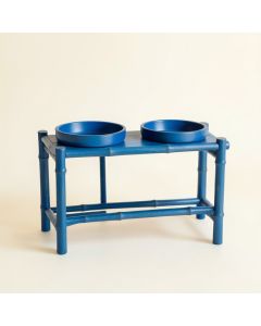 River Crossing Pet Feeding Stand With Two Plain Empty Bowls - Blue (synthetic illustration; no displayed measurements)