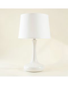 Reed Arc Table Lamp With A Plain Fabric Shade - White (synthetic illustration; no displayed measurements)