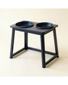 Rowan Brook Pet Feeding Stand With Two Plain Empty Bowls - Navy (synthetic illustration; no displayed measurements)