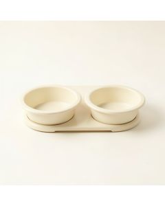 Moss Canyon Pet Feeding Stand With Two Plain Empty Bowls - Ivory (synthetic illustration; no displayed measurements)