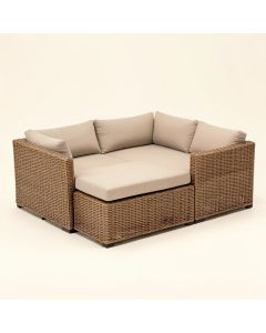 River Brook 126 '' Wide Reversible Patio Sectional With Cushions (synthetic illustration; no displayed measurements)