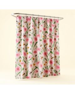 Bees In The Wildflowers Single Shower Curtain (synthetic illustration; no displayed measurements)