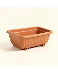 Ridge Crest Empty Railing Planter With Integral Brackets - Terracotta (synthetic illustration; no displayed measurements)