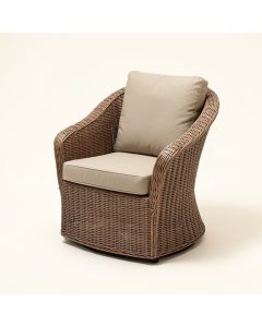 Armas Modern Outdoor Wicker Swivel Club Patio Chair With Cushions (synthetic illustration; no displayed measurements)
