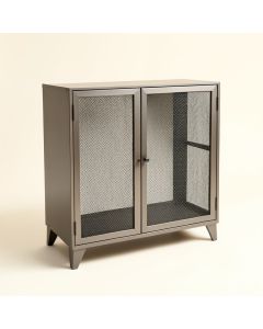 Crea Metal Mesh 2-Door Accent Cabinet (synthetic illustration; no displayed measurements)