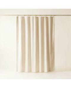 Juniper Branch Shower Curtain Hanging Flat From A Plain Rod - Cream (synthetic illustration; no displayed measurements)