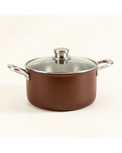 Circulon Symmetry Hard-Anodized Nonstick Straining Saucepan With Lid , 3.5-Quart (synthetic illustration; no displayed measurements)