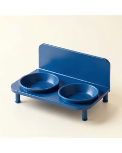Slate Crossing Pet Feeding Stand With Two Plain Empty Bowls - Blue (synthetic illustration; no displayed measurements)