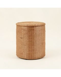 Woven Drum End Table (synthetic illustration; no displayed measurements)