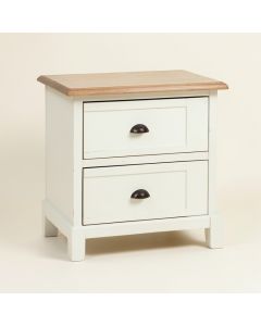 Theresa Antique French Country Cottage Two-Tone White And Oak Finished 2-Drawer Wood Nightstand (synthetic illustration; no displayed measurements)