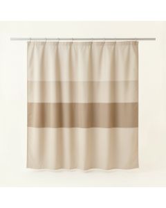 Clay Branch Shower Curtain Hanging Flat From A Plain Rod - Beige (synthetic illustration; no displayed measurements)