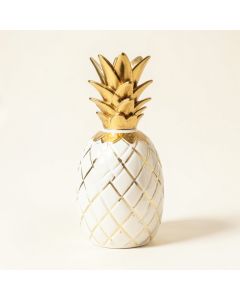 Gremillion White And Gold Ceramic Pineapple Jar (synthetic illustration; no displayed measurements)