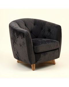 Clayton 34 '' Wide Tufted Velvet Swivel Barrel Chair (synthetic illustration; no displayed measurements)