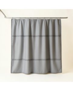 Clay Edge Shower Curtain Hanging Flat From A Plain Rod - Gray (synthetic illustration; no displayed measurements)