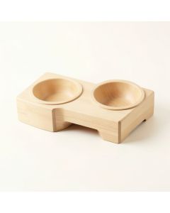 Hazel Crossing Pet Feeding Stand With Two Plain Empty Bowls - Beige (synthetic illustration; no displayed measurements)