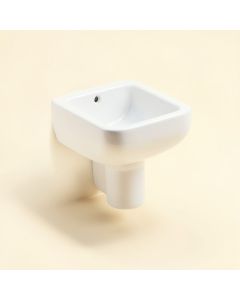 Victorian White Ceramic Rectangular Wall Mount Bathroom Sink With Overflow (synthetic illustration; no displayed measurements)