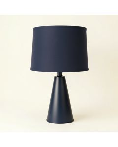 Sage Arc Table Lamp With A Plain Fabric Shade - Navy (synthetic illustration; no displayed measurements)