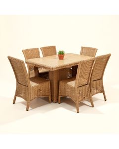 Estey Outdoor Rattan Wicker Patio Dining Table Set (synthetic illustration; no displayed measurements)