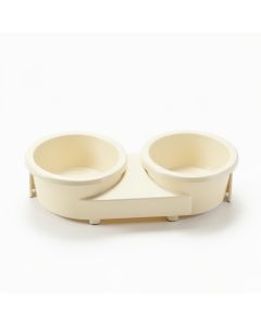 Cliff Crossing Pet Feeding Stand With Two Plain Empty Bowls - Cream (synthetic illustration; no displayed measurements)