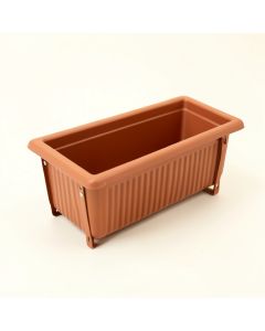 Spruce Brook Empty Railing Planter With Integral Brackets - Terracotta (synthetic illustration; no displayed measurements)