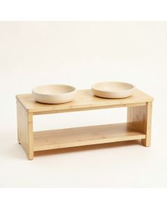 Laurel Dale Pet Feeding Stand With Two Plain Empty Bowls - Ivory (synthetic illustration; no displayed measurements)