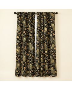 Grietje Baconton Timeless East Asian Chinoiserie Peacock Garden Luxury 100 % Cotton Floral Blackout Curtain Panel (synthetic illustration; no displayed measurements)