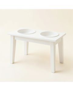 Dune Canyon Pet Feeding Stand With Two Plain Empty Bowls - White (synthetic illustration; no displayed measurements)