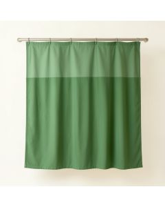 Maple Arc Shower Curtain Hanging Flat From A Plain Rod - Green (synthetic illustration; no displayed measurements)