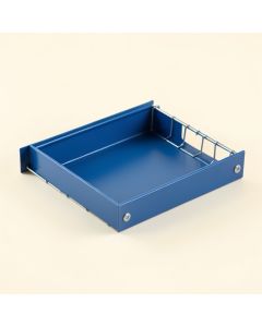 Flint Bridge Empty Under-Desk Cable Tray - Blue (synthetic illustration; no displayed measurements)
