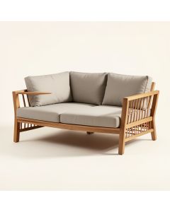 Cresicio Deluxe Teak Patio Sofa With Sunbrella Cushions (synthetic illustration; no displayed measurements)