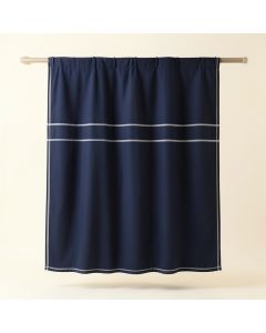 Bay Crossing Shower Curtain Hanging Flat From A Plain Rod - Navy (synthetic illustration; no displayed measurements)
