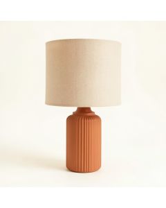 Alder Dale Table Lamp With A Plain Fabric Shade - Terracotta (synthetic illustration; no displayed measurements)