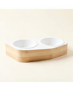 Willow Crossing Pet Feeding Stand With Two Plain Empty Bowls - White (synthetic illustration; no displayed measurements)