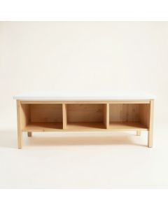 Linden Arc Shoe Storage Bench (synthetic illustration; no displayed measurements)