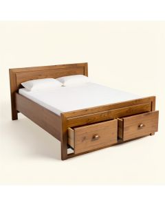 Newmill Twin 2 Drawer Solid Wood Standard Bed (synthetic illustration; no displayed measurements)