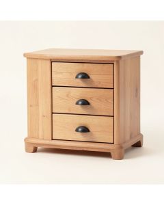 3 - Drawer Solid Wood Nightstand In Light Brown (synthetic illustration; no displayed measurements)