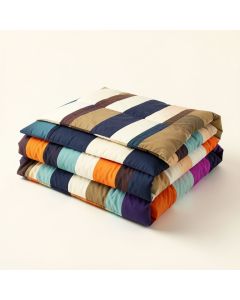 Sohil Multicolor Reversible Striped Cotton Quilt Set (synthetic illustration; no displayed measurements)