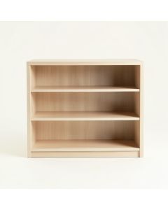 Rowan Arc Low Bookcase - Beige (synthetic illustration; no displayed measurements)