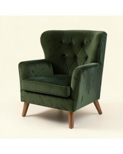 31.5 '' Wide Tufted Velvet Wingback Chair (synthetic illustration; no displayed measurements)