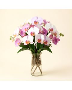 Real-Touch Orchid Floral Arrangement In Vase (synthetic illustration; no displayed measurements)