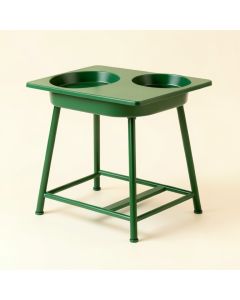 Birch Field Pet Feeding Stand With Two Plain Empty Bowls - Green (synthetic illustration; no displayed measurements)