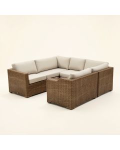 Albrah Patio Sectional With Cushions (synthetic illustration; no displayed measurements)