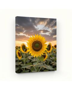 Sunflower Sunset With Cloudy Sky By Jeb Buchman - Wrapped Canvas Print (synthetic illustration; no displayed measurements)