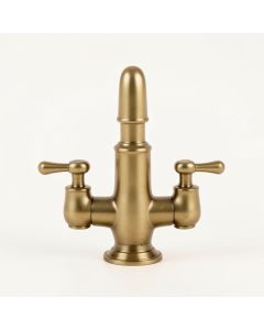 French Country Widespread Bathroom Faucet With Brass Pop-Up Drain (synthetic illustration; no displayed measurements)