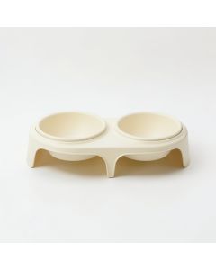 Laurel Bridge Pet Feeding Stand With Two Plain Empty Bowls - Cream (synthetic illustration; no displayed measurements)