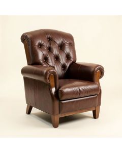Kate 42 '' Wide Tufted Genuine Leather Club Chair (synthetic illustration; no displayed measurements)